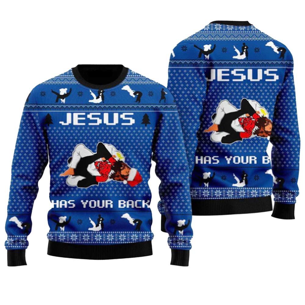 Jesus Has Your Back Jiu Jitsu Ugly Christmas Sweater - Moonbestprint
