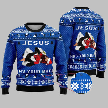 Jesus Has Your Back Jiu Jitsu Ugly Christmas Sweater – Moonbestprint