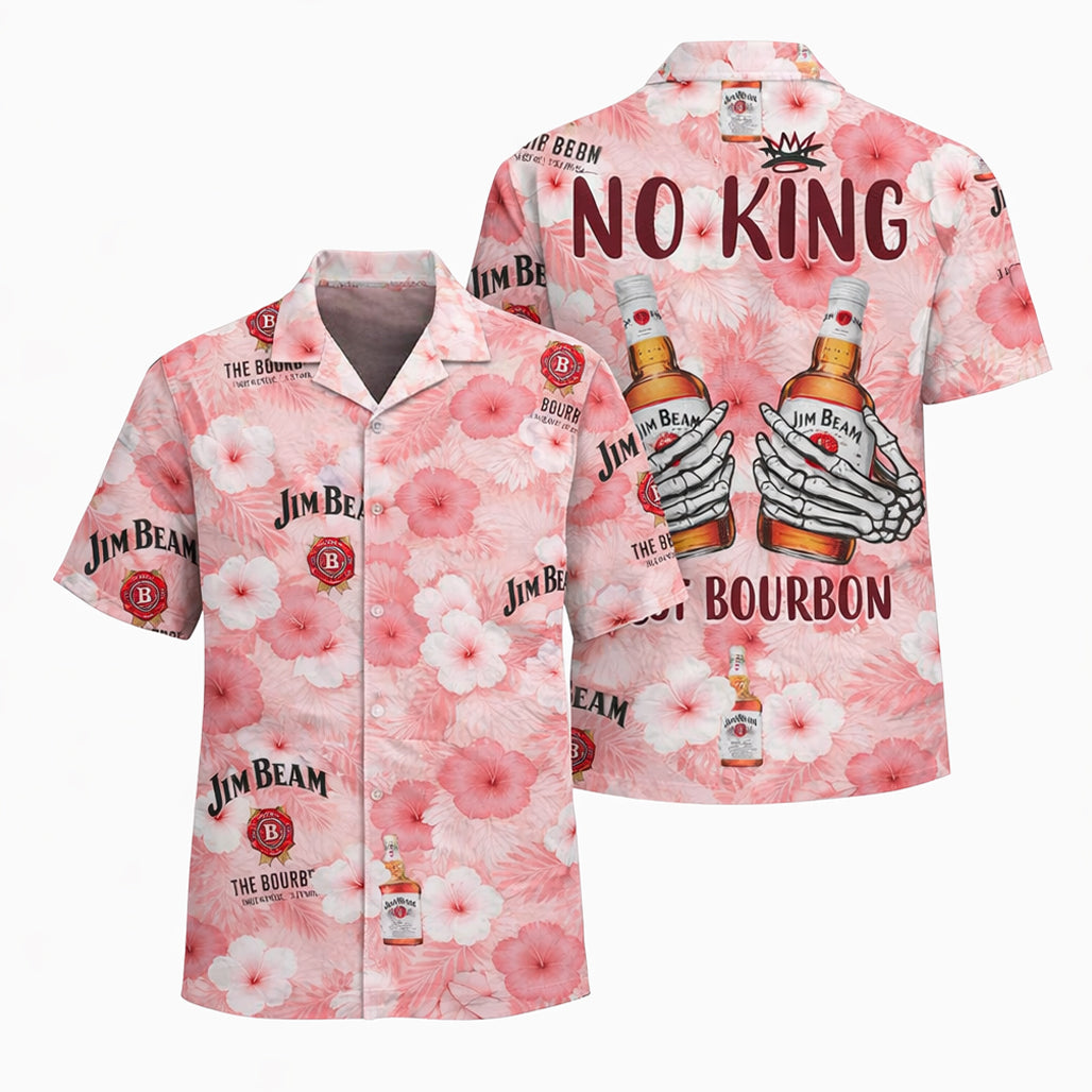 Jim Beam No King Just Bourbon Floral Skeleton Graphic Summer Hawaiian Shirt – Moonbestprint