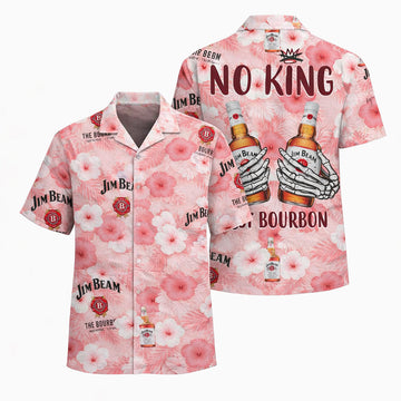 Jim Beam No King Just Bourbon Floral Skeleton Graphic Summer Hawaiian Shirt – Moonbestprint