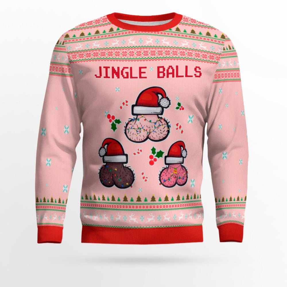 Jingle Balls Funny Ugly Christmas Sweater Powder Pink – Moonbestprint