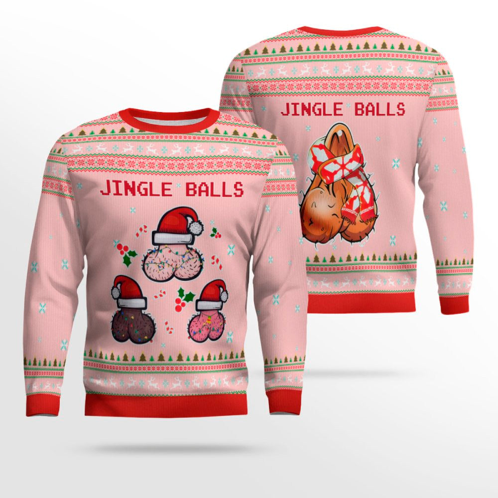 Jingle Balls Funny Ugly Christmas Sweater Powder Pink – Moonbestprint