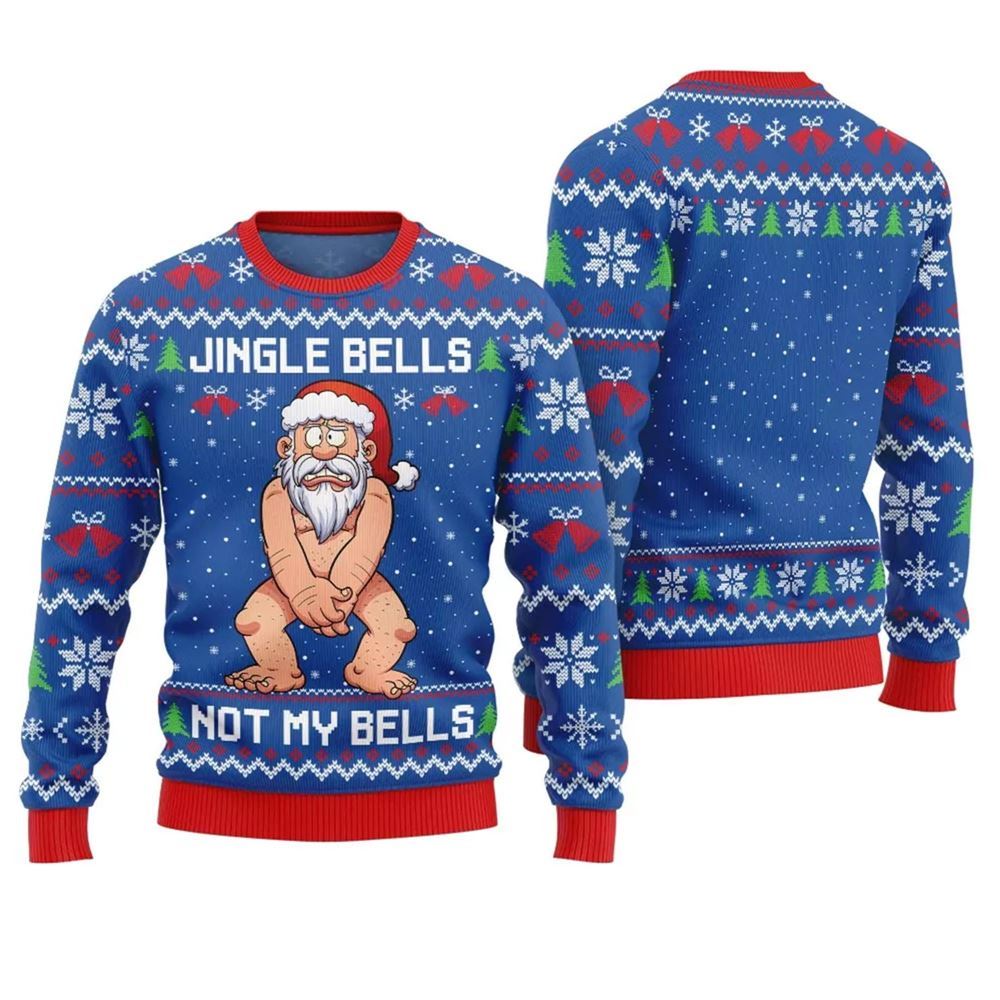 Jingle Bells Santa Naughty Christmas Sweater - Moonbestprint