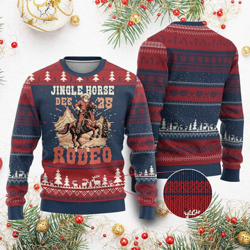 Jingle Horse Dec 25 Rodeo Ugly Christmas Sweater - Moonbestprint