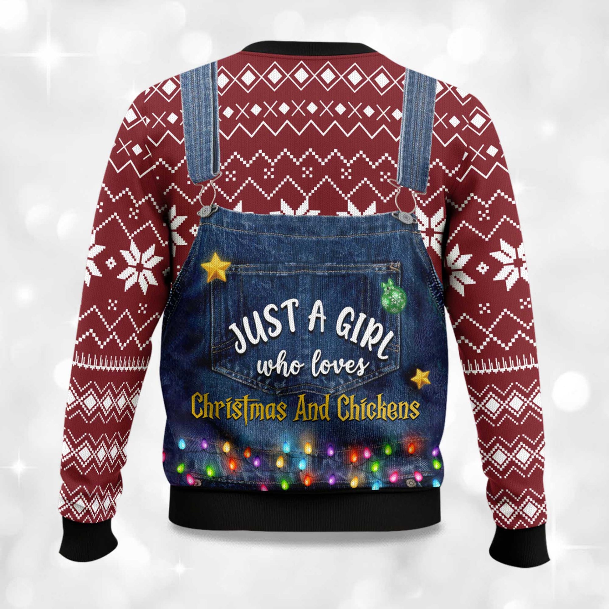 2026 Just A Girl Who Loves Chickens Ugly Christmas Sweater Moonbestprint