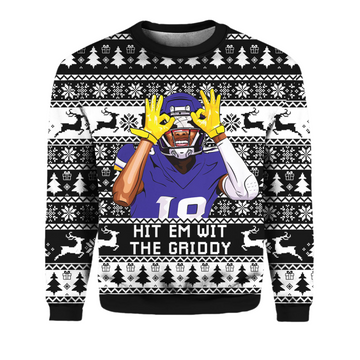 Justin Jefferson Hit Them With The Griddy Ugly Christmas Sweater - Moonbestprint