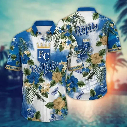 Kansas City Baseball Team Royalss Hawaiian Button Down Shirt, MLB Hawaiian Shirt Moonbestprint