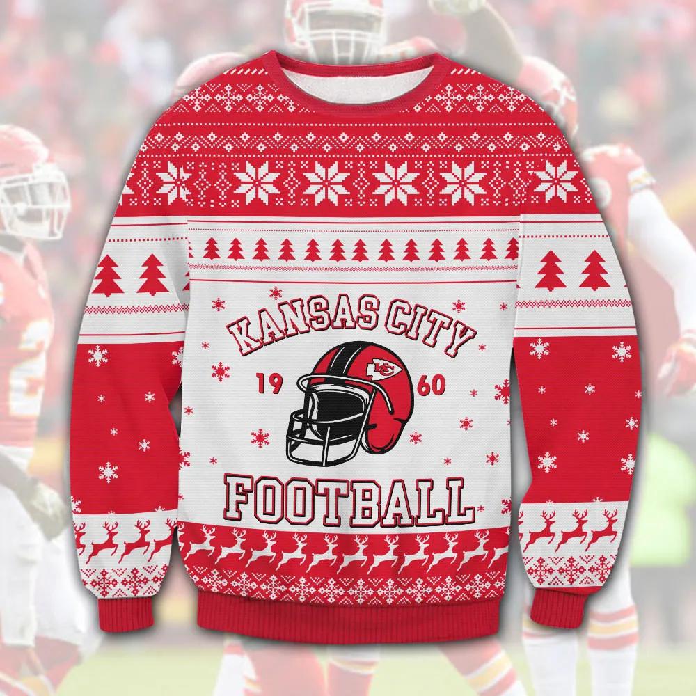 Kansas City Chiefs 1960 Ugly Christmas Sweater, NFL Christmas Sweater Moonbestprint