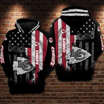 Kansas City Chiefs American Flag Black Hoodie, NFL Hoodie Moonbestprint