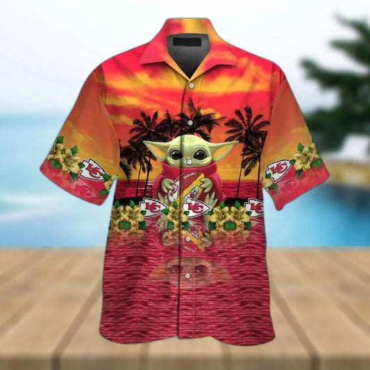 Kansas City Chiefs Baby Yoda Star Wars Hawaiian Shirt, NFL Hawaiian Shirt Moonbestprint