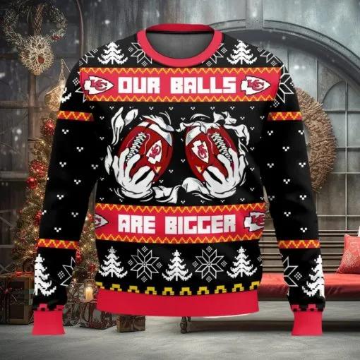 Kansas City Chiefs Ball Ugly Christmas Sweater, NFL Chritsmas Sweater Moonbestprint