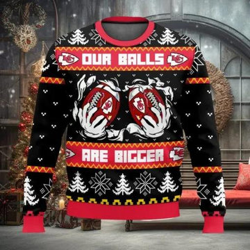 Kansas City Chiefs Ball Ugly Christmas Sweater, NFL Chritsmas Sweater Moonbestprint
