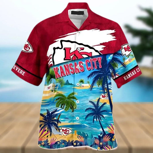 Kansas City Chiefs Beach Aloha Hawaiian Shirt, NFL Hawaiian Shirt Moonbestprint