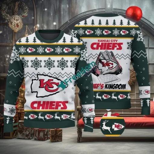 Kansas City Chiefs Fans Logo Snowflake Ugly Christmas Sweater, NFL Chritsmas Sweater Moonbestprint