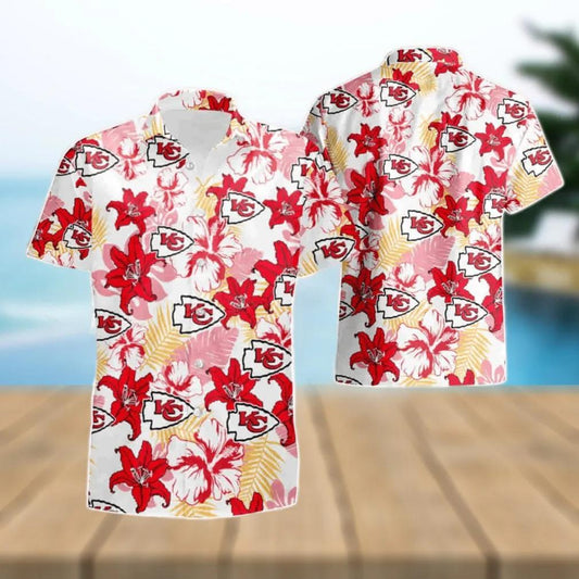 Kansas City Chiefs Flower Pattern Hawaiian Shirt, NFL Hawaiian Shirt Moonbestprint