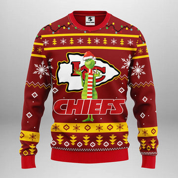 Kansas City Chiefs Funny Grinch Ugly Christmas Sweater, Grinch Xmas Sweater Moonbestprint