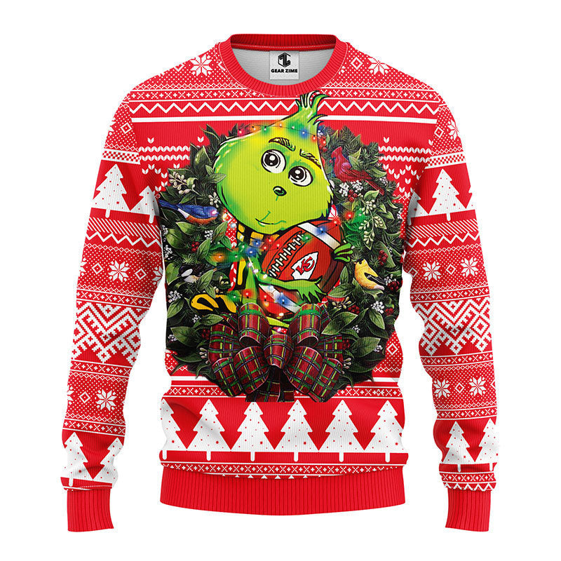 Kansas City Chiefs Grinch Hug Ugly Christmas Sweater, Grinch Xmas Sweater Moonbestprint