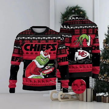 Kansas City Chiefs Grinch Stolen Ugly Christmas Sweater, NFL Christmas Sweater Moonbestprint