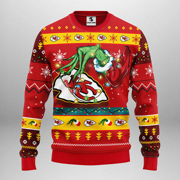 Kansas City Chiefs Grinch Ugly Christmas Sweater, Grinch Xmas Sweater Moonbestprint