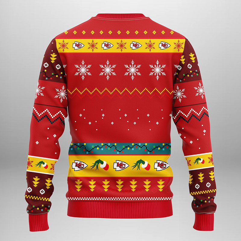 Kansas City Chiefs Grinch Ugly Christmas Sweater, Grinch Xmas Sweater Moonbestprint