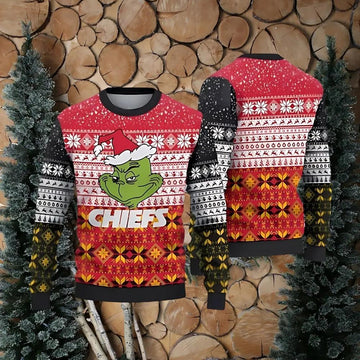 Kansas City Chiefs Grinchmas Ugly Christmas Sweater, NFL Christmas Sweater Moonbestprint