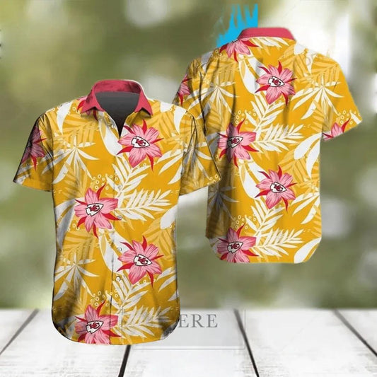 Kansas City Chiefs Hibiscus Flowers Hawaiian Shirt, NFL Hawaiian Shirt Moonbestprint