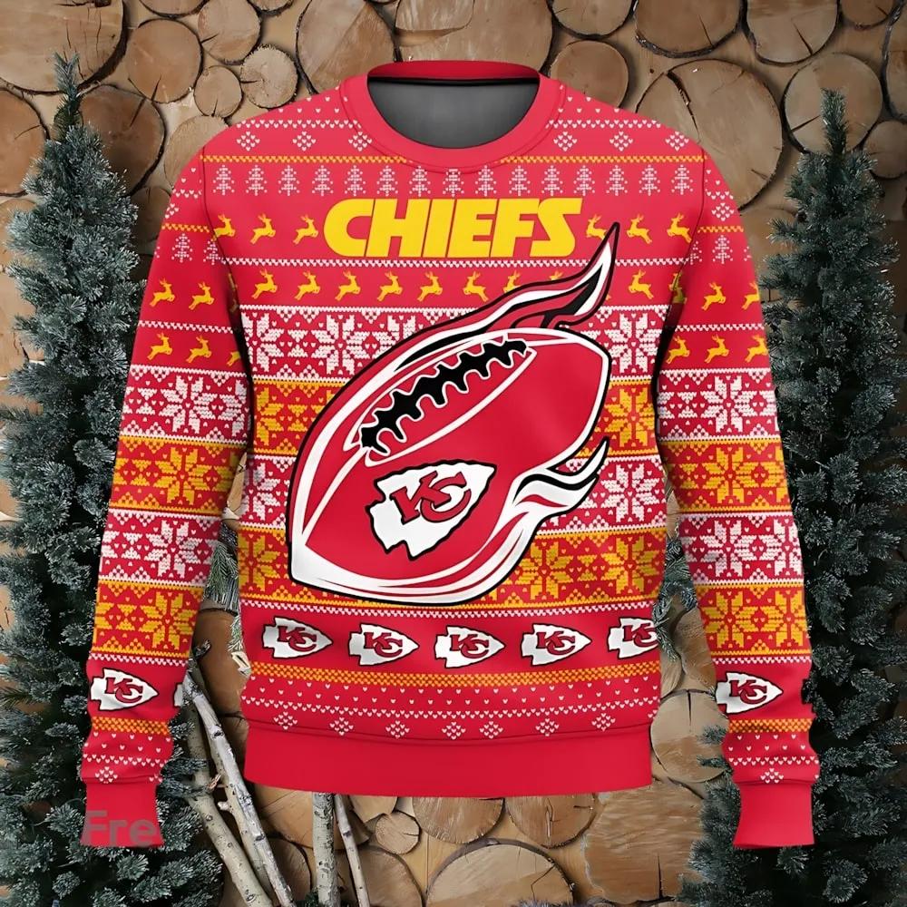 Kansas City Chiefs Holiday Touchdown Ugly Christmas Sweater, NFL Christmas Sweater Moonbestprint