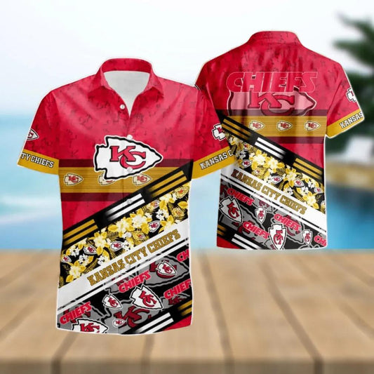 Kansas City Chiefs Logo Camo Pattern Hawaiian Shirt, NFL Hawaiian Shirt Moonbestprint