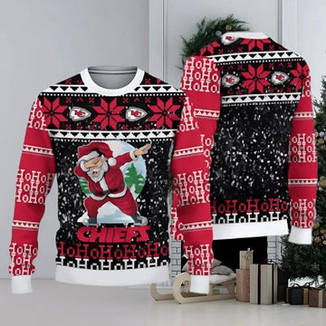 Kansas City Chiefs Santa Claus Dabbing Hoho Ugly Christmas Sweater, NFL Christmas Sweater Moonbestprint