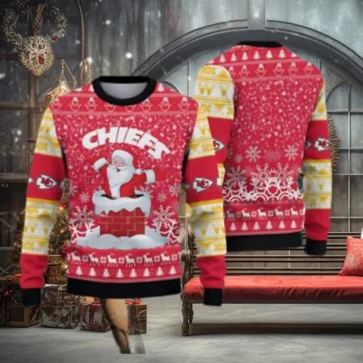 Kansas City Chiefs Santa Claus Ugly Christmas Sweater, NFL Chritsmas Sweater Moonbestprint