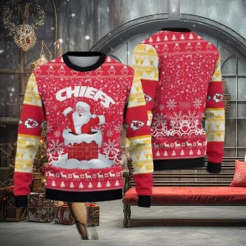 Kansas City Chiefs Santa Claus Ugly Christmas Sweater, NFL Chritsmas Sweater Moonbestprint