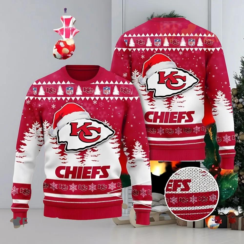 Kansas City Chiefs Santa Spirit Ugly Christmas Sweater, NFL Christmas Sweater Moonbestprint