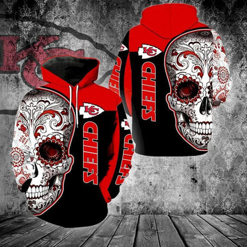 Kansas City Chiefs Skull Hoodie, NFL Hoodie Moonbestprint