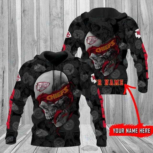 Kansas City Chiefs Skull Personalized 3D Hoodie, NFL Hoodie Moonbestprint