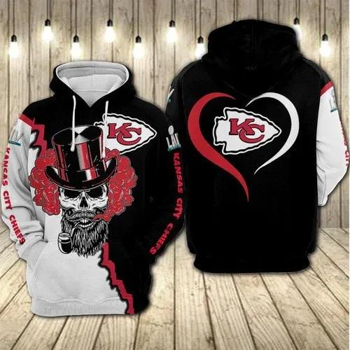 Kansas City Chiefs Skull Smoke 3D Hoodie, NFL Hoodie Moonbestprint