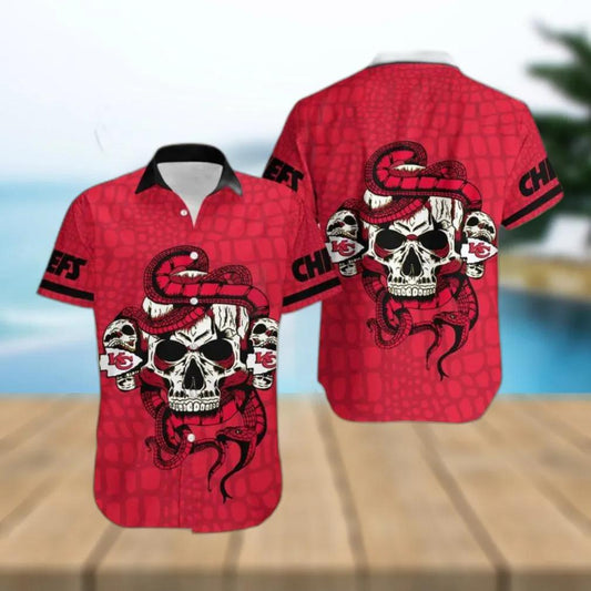 Kansas City Chiefs Snake And Skull Octopus Hawaiian Shirt, NFL Hawaiian Shirt Moonbestprint