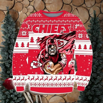 Kansas City Chiefs Superhero Holiday Ugly Christmas Sweater, NFL Christmas Sweater Moonbestprint