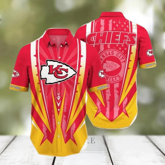 Kansas City Chiefs US Flag Aloha Hawaiian Shirt, NFL Hawaiian Shirt Moonbestprint