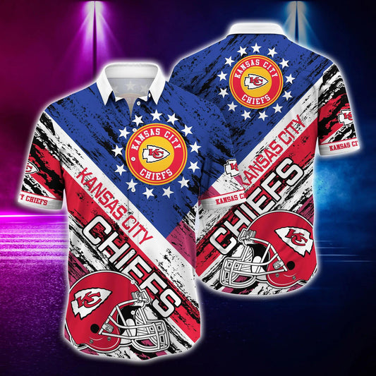 Kansas City Chiefs US Flag Hawaiian Shirt, NFL Hawaiian Shirt Moonbestprint