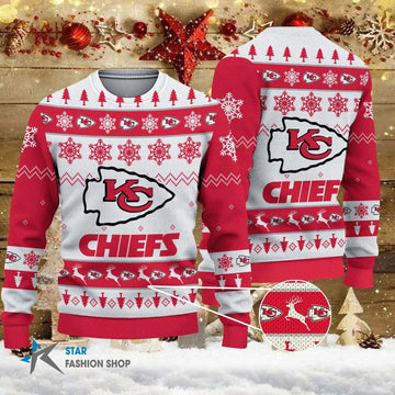 Kansas City Chiefs Ugly Christmas Sweater, NFL Christmas Sweater Moonbestprint