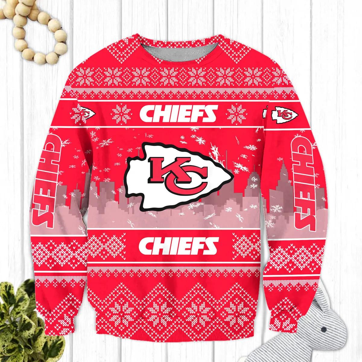 Kansas City Chiefs Ugly Sweater, NFL Christmas Sweater Moonbestprint