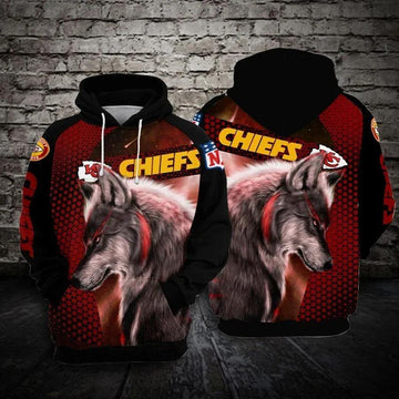 Kansas City Chiefs Wolf 3D Hoodie, NFL Hoodie Moonbestprint