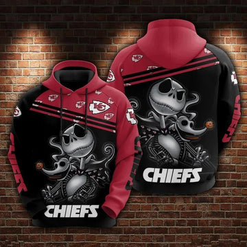Kansas City Chiefs and Jack skellington 3D Hoodie, NFL Hoodie Moonbestprint