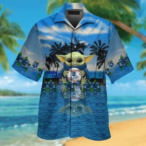 Kansas City Royals & Baby Yoda Hawaiian Shirt, MLB Hawaiian Shirt Moonbestprint