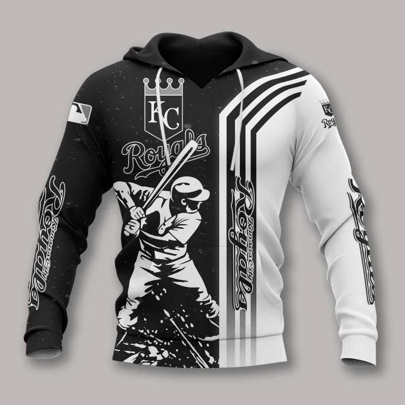 Kansas City Royals Black And White All Over Print Hoodie 1, MLB Hoodie Moonbestprint