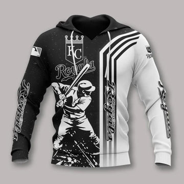 Kansas City Royals Black And White All Over Print Hoodie 1, MLB Hoodie Moonbestprint