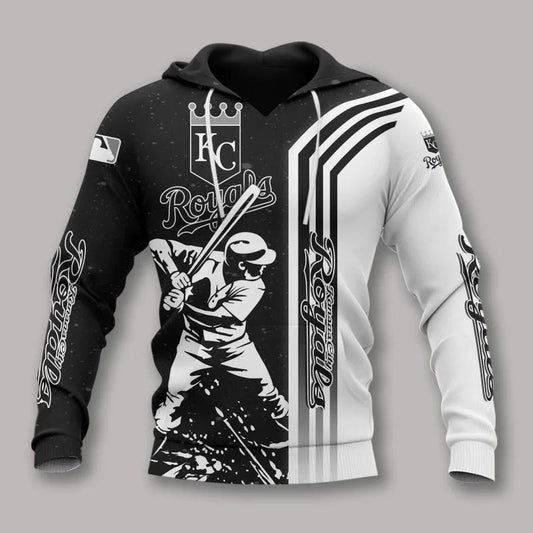 Kansas City Royals Black And White All Over Print Hoodie 1, MLB Hoodie Moonbestprint