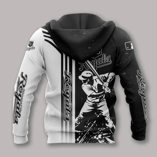 Kansas City Royals Black And White All Over Print Hoodie 1, MLB Hoodie Moonbestprint