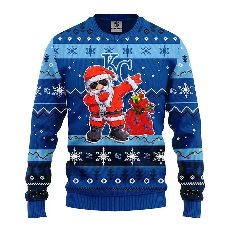 Kansas City Royals Dabbing Santa Claus Ugly Christmas Sweater, MLB Christmas Sweater Moonbestprint