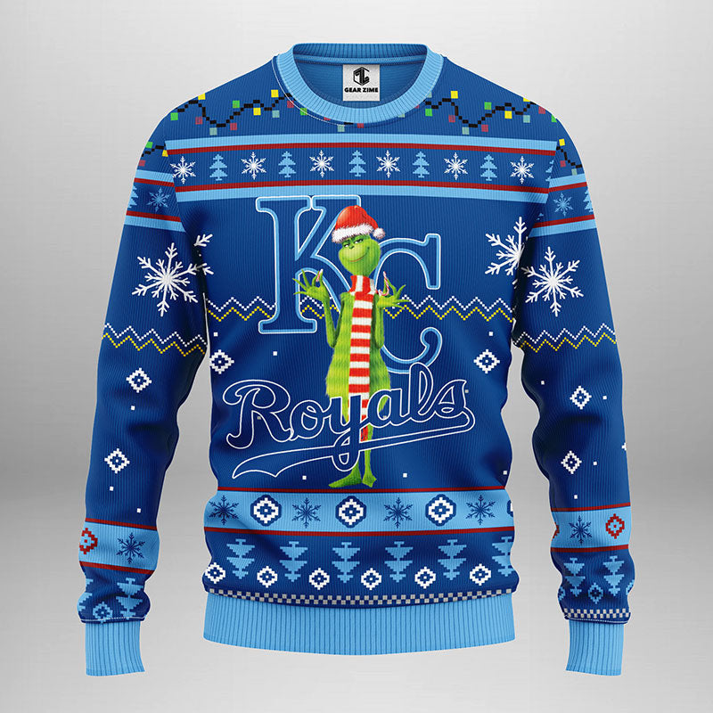 Kansas City Royals Funny Grinch Ugly Christmas Sweater, Grinch Xmas Sweater Moonbestprint